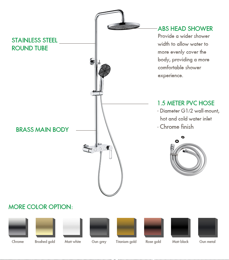 3 Function Thermostatic Bathroom Shower Set Wall Mounted Pressurized Shower Faucet Set