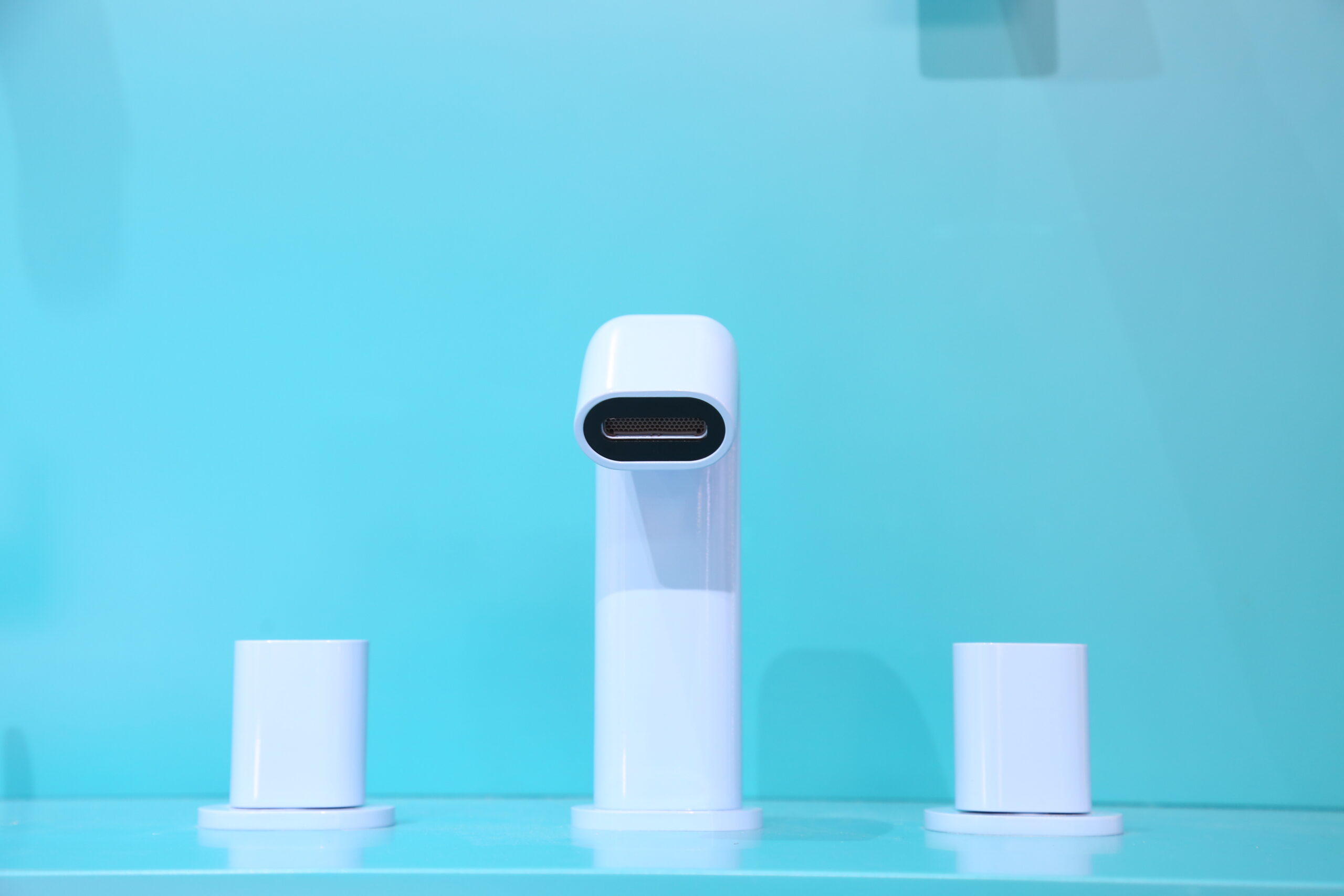 Meng Series basin faucet --display at homeshow, colorful bathroom fixture brand wall