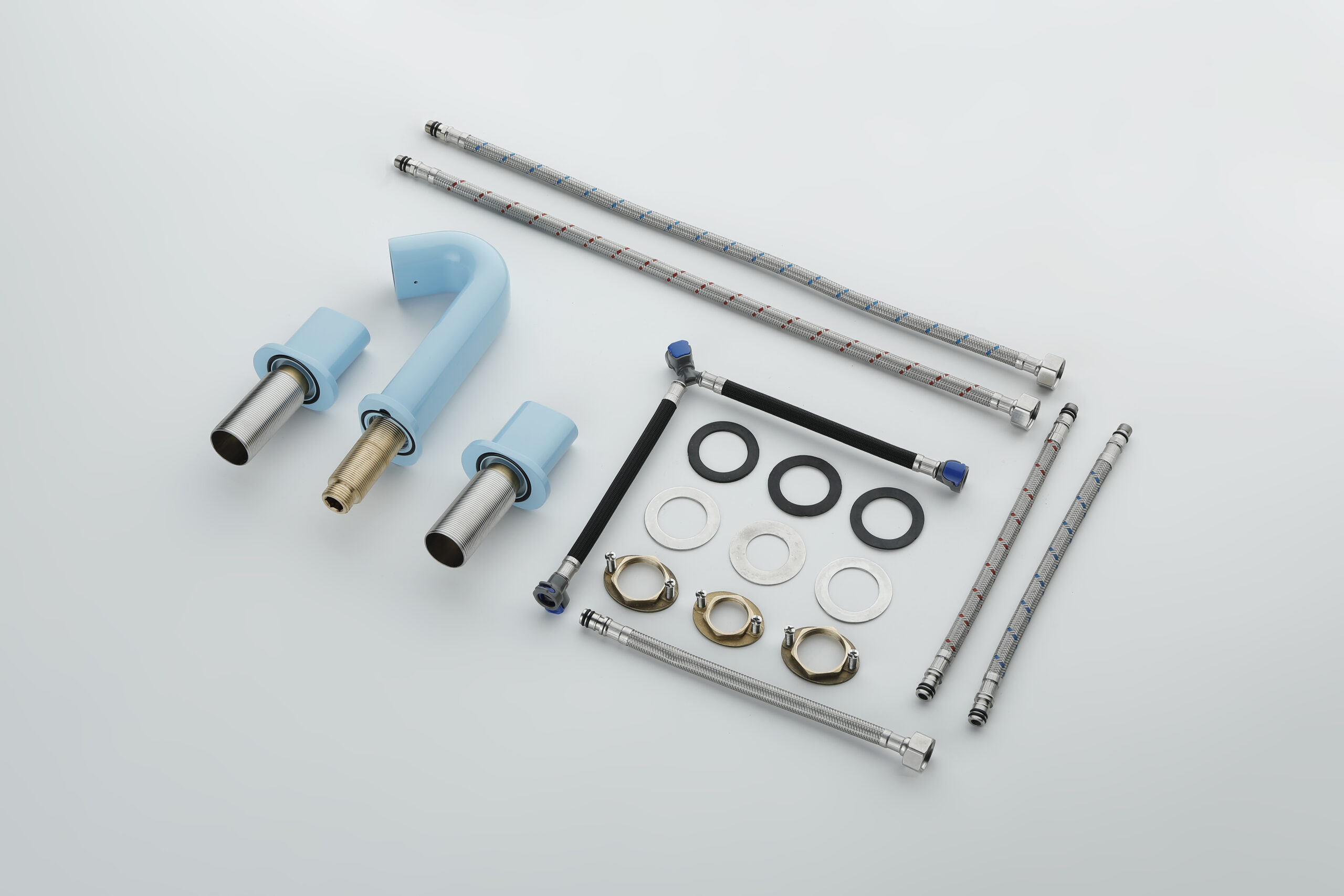 HomeShow Meng Series light blue basin faucet, detailed parts, quality craftsmanship, endearing bathroom companion