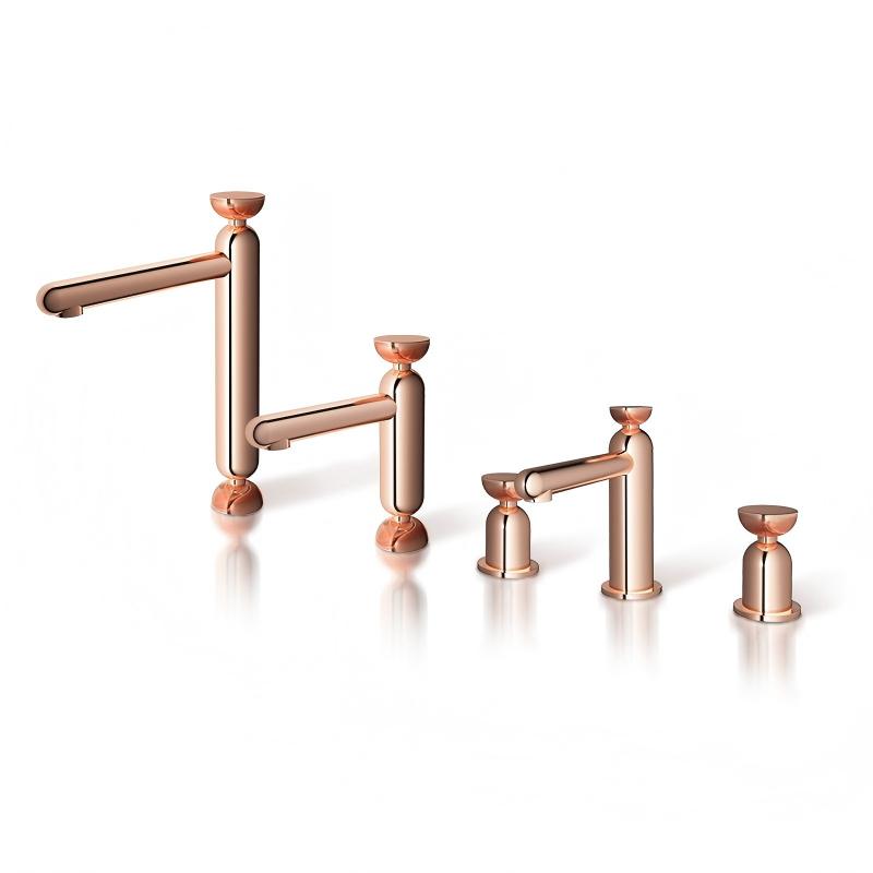 HomeShow Vein Series rose gold basin faucet varied sizes natural - tale grooves