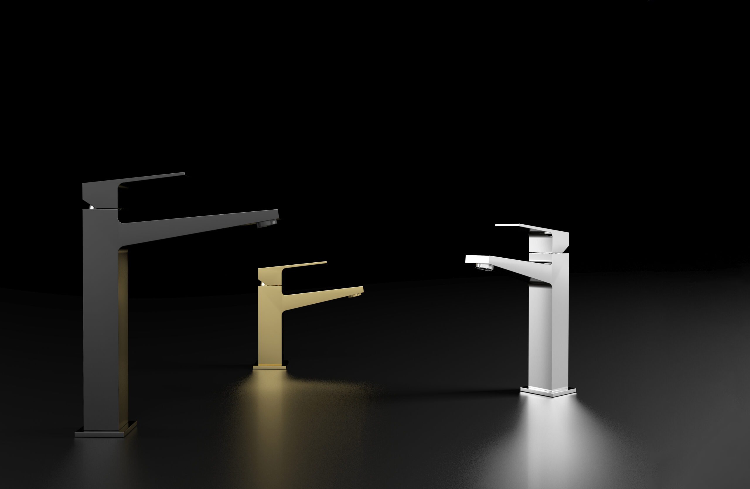 HomeShow Wild Series multi - color basin faucet set, black background, versatile designs, modern bathroom styles